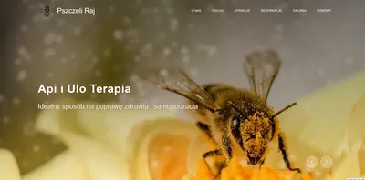 Strona Pszczeli Raj — sekcja hero i nawigacja